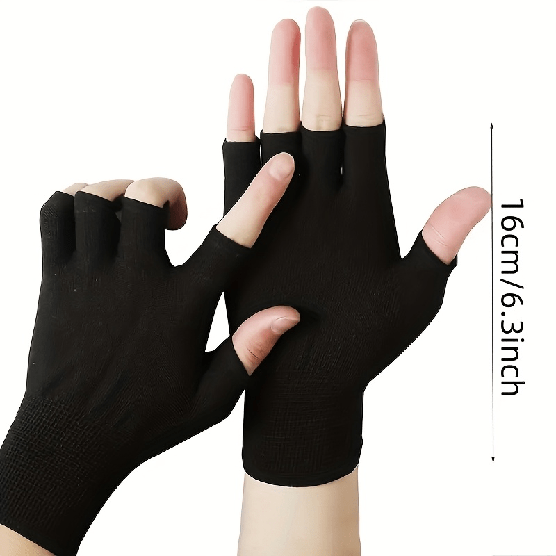 ถุงมือถักสีดำแบบครึ่งนิ้ว ระบา - Cycling To Work บทวิจารณ์และราคา